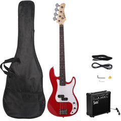 Glarry GP Electric Bass Guitar Red w/ 20W Amplifier - Red