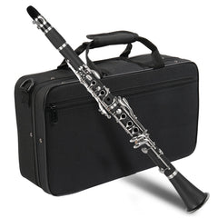 Glarry 17 Keys Flat B Black Clarinet with Two Mouthpieces Connector
