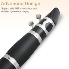 Glarry 17 Keys Flat B Black Clarinet with Two Mouthpieces Connector
