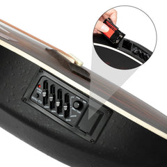 Glarry GT102 41inch Full-Size EQ Cutaway Spruce Top Grape Voice Hole Round Back Acoustic-Electric Guitar - Sunset