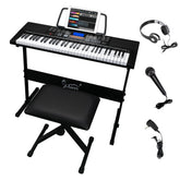 Glarry GEP-108 61-Key Portable Keyboard Set w/LCD Screen, Stand, Microphone