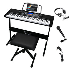 Glarry GEP-108 61-Key Portable Keyboard Set w/LCD Screen, Stand, Microphone