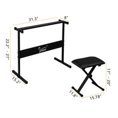 Glarry GEP-108 61-Key Portable Keyboard Set w/LCD Screen, Stand, Microphone