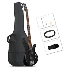 Glarry GIB 4 String Bass Guitar Full Size HH Pickup - Black