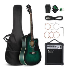 Glarry GMA101 41 Inch EQ Acoustic Guitar w/15W Amp - Green
