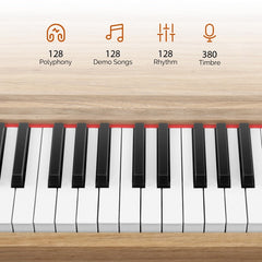 Glarry GPP-108 88-Key Semi-Weighted Keybed Digital Piano - Nature