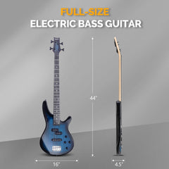 Glarry GIB 4 String Full Size Bass Guitar SS pickups w/ 20W Amplifier - Blue