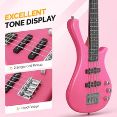 Glarry GW101 36in Kid's Electric Bass Guitar - Pink