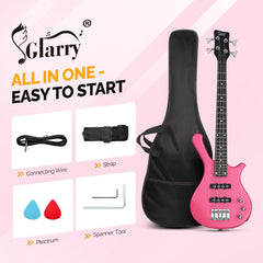 Glarry GW101 36in Kid's Electric Bass Guitar - Pink