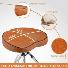 Adjustable Drum Throne Set Heavy Duty Butt Shape with Drum Sticks - Brown