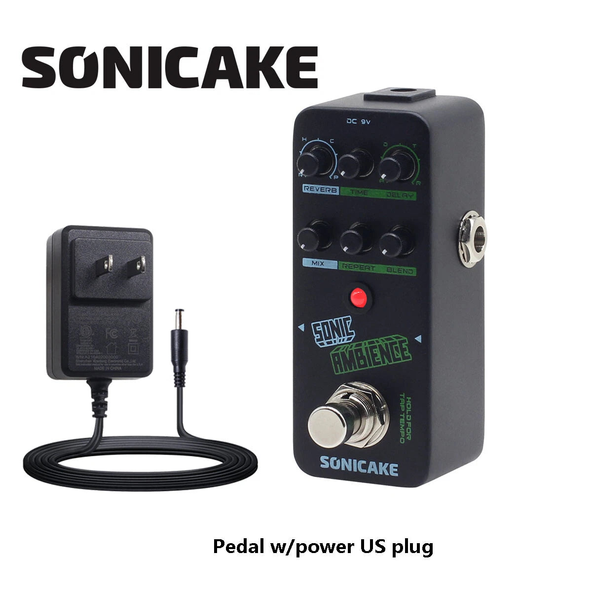 SONICAKE Sonic Ambience Multi Mode Delay and Reverb Guitar Bass Effect +9V adapt