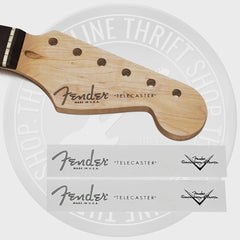 Fender Tele USA Waterslide Guitar Neck Headstock Decals w/ CS Logo (Set of 2)