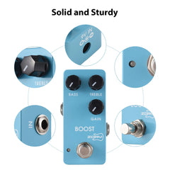 ZORY Guitar Boost Effects Pedal BASS/TREBLE/GAIN 2-Band EQ Control DC 9V