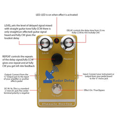 MOSKYAUDIO Guitar Delay Effects Pedal Analog-Digital Hybrid Delay True