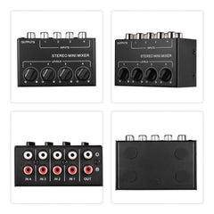 Stereo Mixer 4-Channel RCA Input Control Sound Mixing Console
