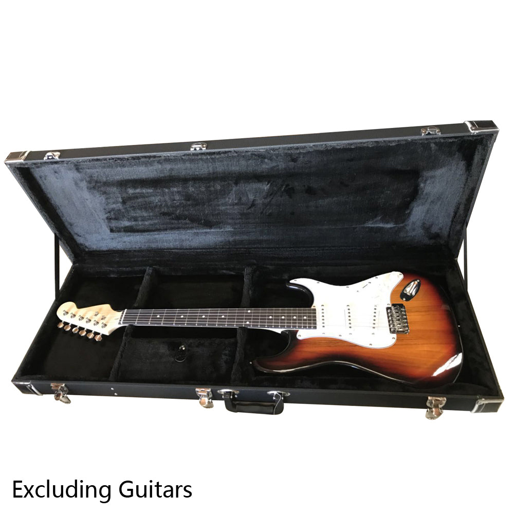 Ozici ST High Grade Electric Guitar Square Hard Case Microgroove Flat - Black