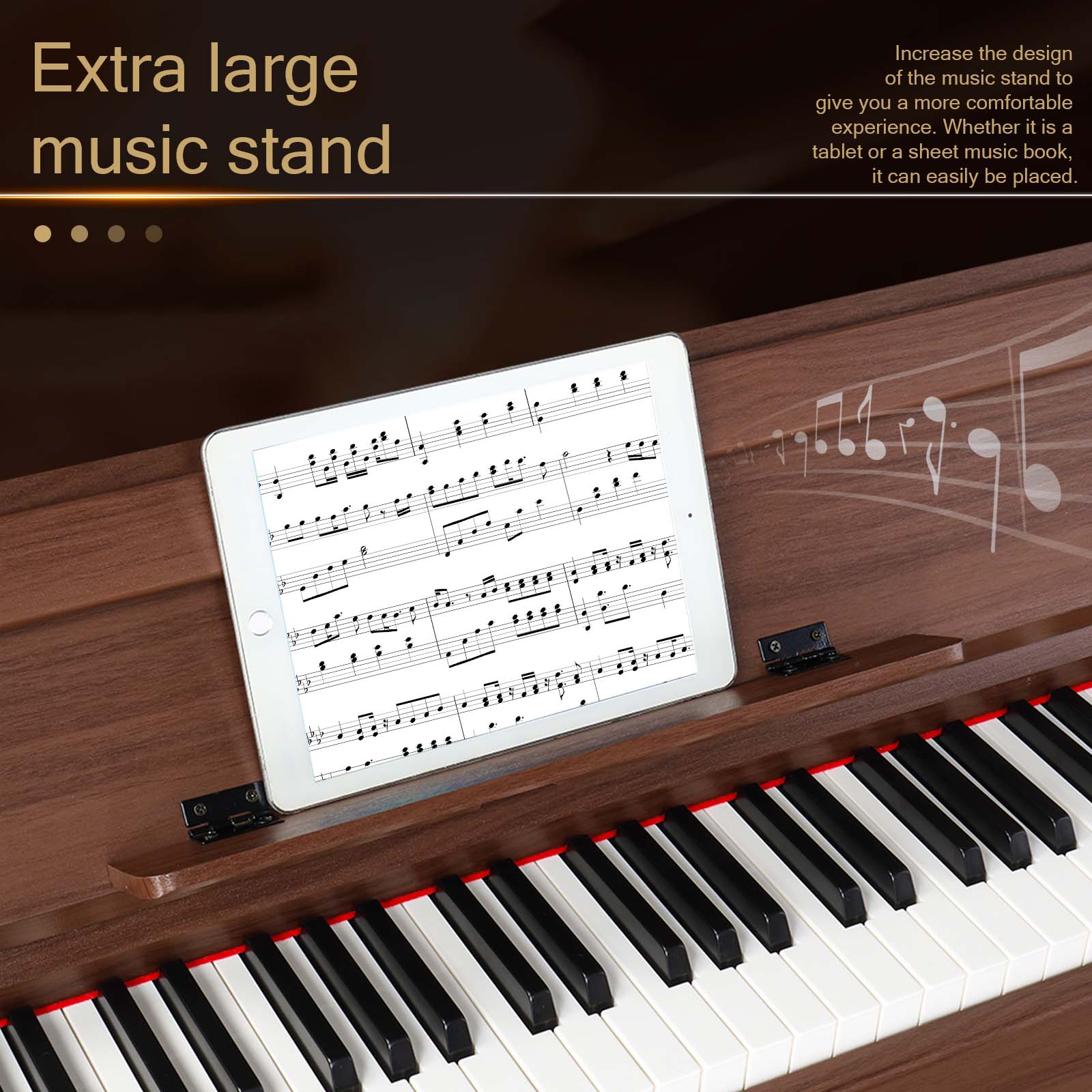 Ozici GDP-107 88 Key Standard Full Weighted Keyboards Digital Piano with Furniture Stand, Audio and MIDI Bluetooth, Triple Pedals, Headphone，for Black Walnut