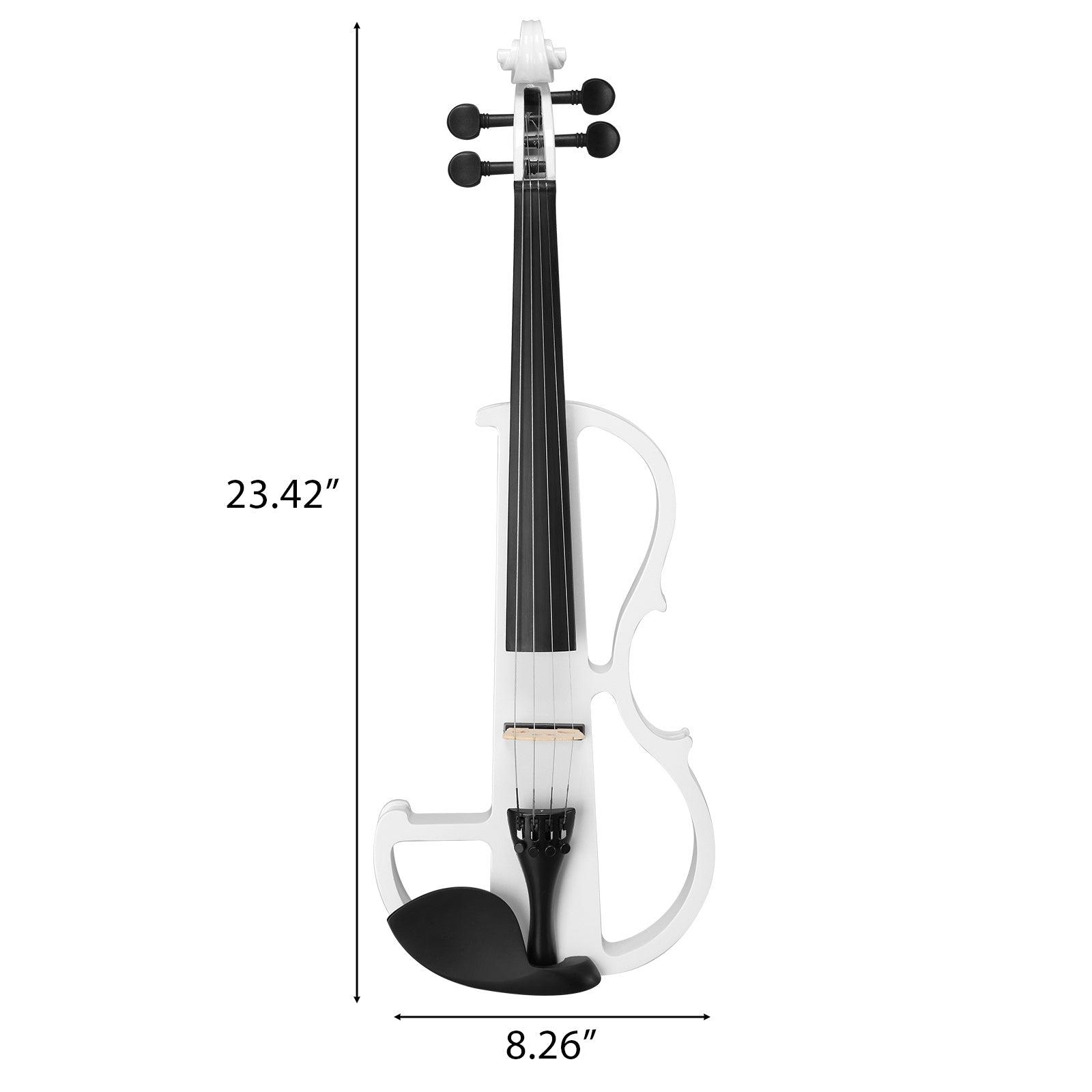Ozici Full Size 4/4 Bunnel Edge Electric Silent Violin with Case Bow Rosin Headphone Connecting Line - White