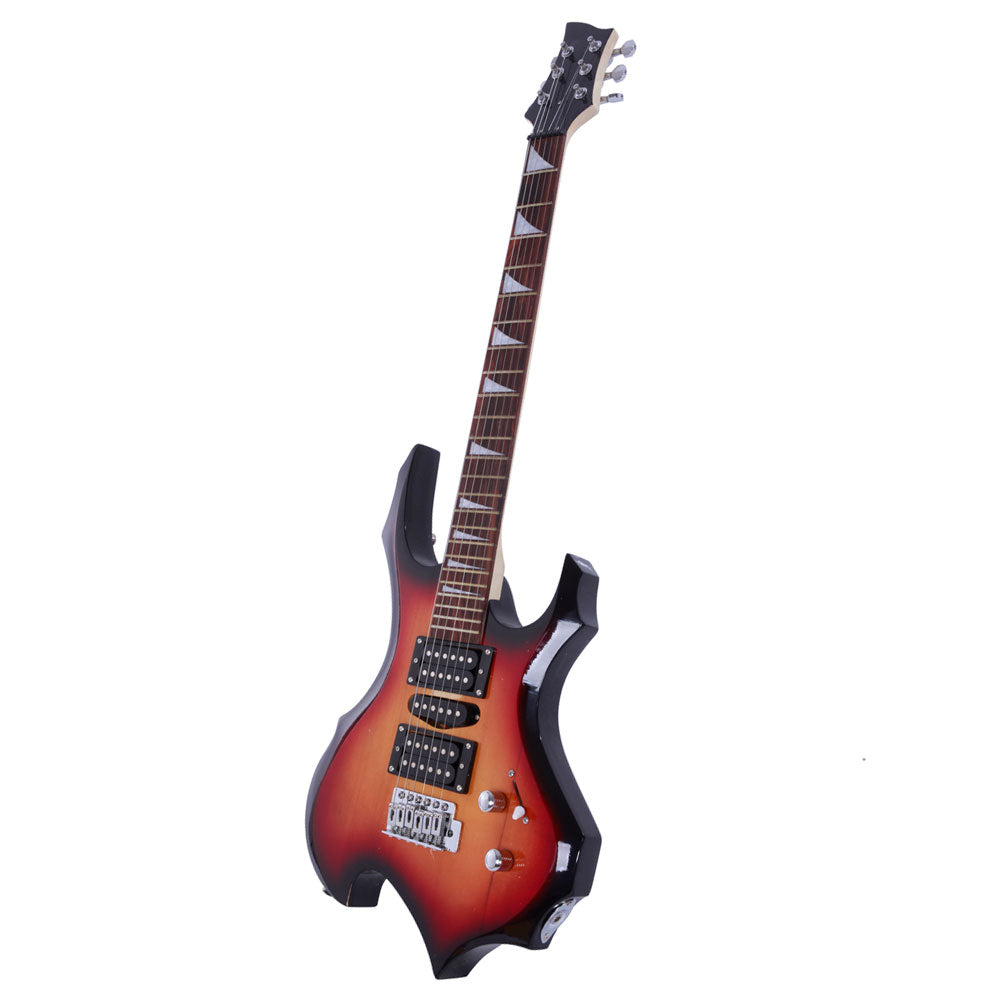Ozici Novice Flame Shaped Electric Guitar HSH Pickup Bag Strap Paddle Rocker Cable Wrench Tool - Sunset