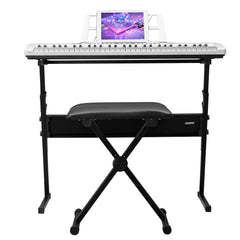 Ozici GEP-110 61 Key Lighting Keyboard with Piano Stand, Piano Bench, Built In Speakers, Headphone, Microphone, Music Rest, LED Screen