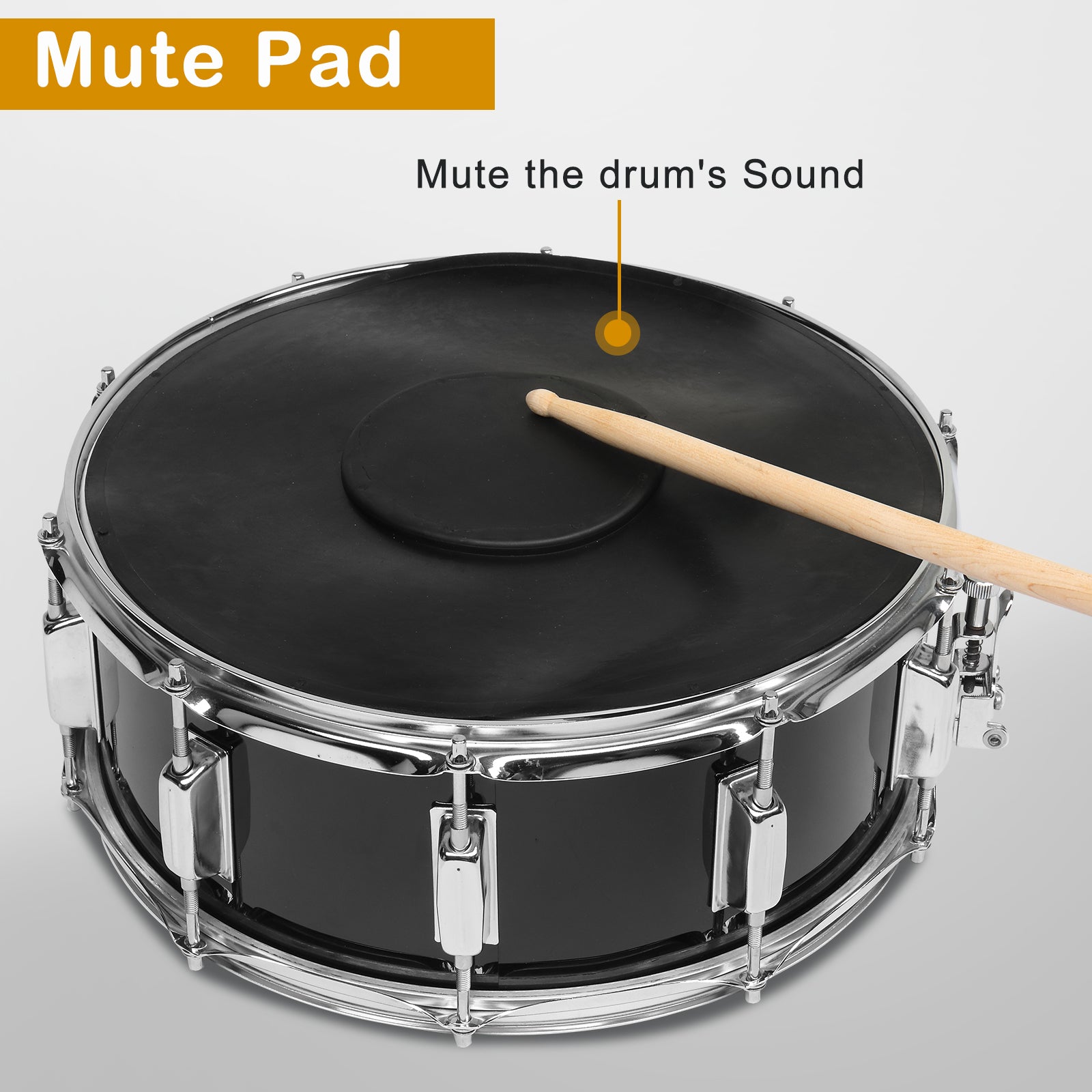 Ozici 14 x 5.5in Snare Drum Set with Drumstick Holder, Snare Drum Bag, Strap, Mute Pad & Drum Stick for Beginner Student Black