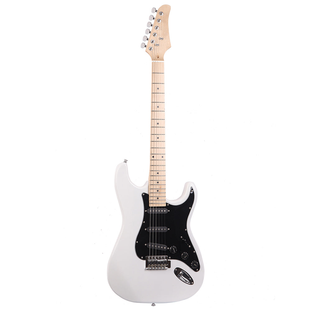 Ozici ST Stylish Electric Guitar with Black Pickguard - White