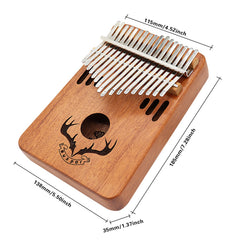 Muspor 17 Key Peach Blossom Wood Thumb Fiddle Karimba - Sound Hole Reindeer Antlers