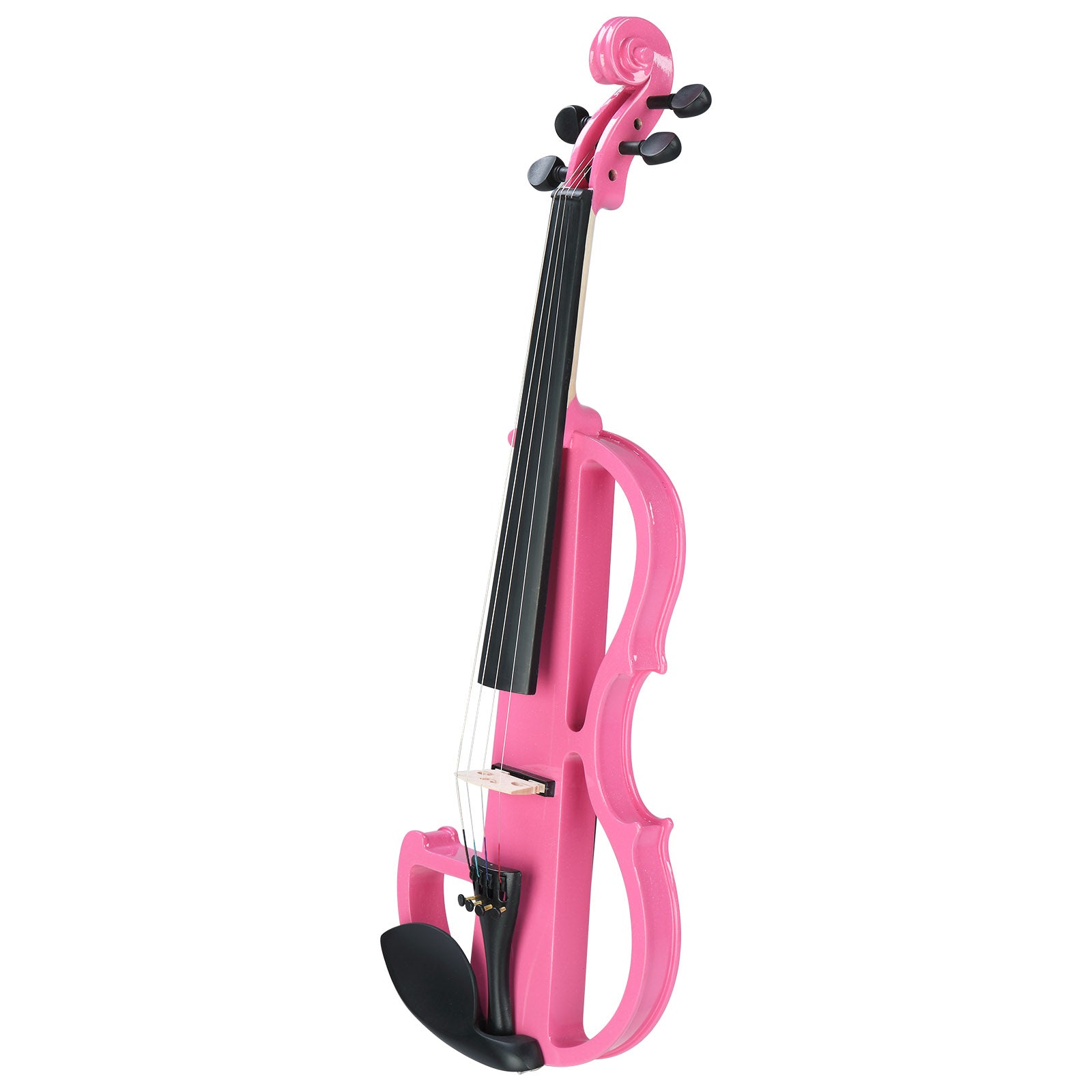 Ozici Full Size 4/4 Bunnel Edge Electric Silent Violin with Case Bow Rosin Headphone Connecting Line Pink