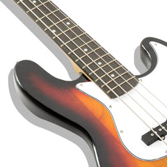 Glarry GJazz Electric Bass Guitar White pickguard - Sunset