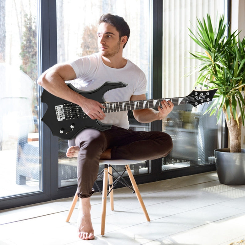 Glarry 36inch Burning Fire Style Electric Guitar - Black