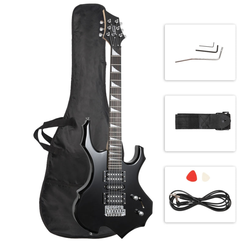 Glarry 36inch Burning Fire Style Electric Guitar - Black