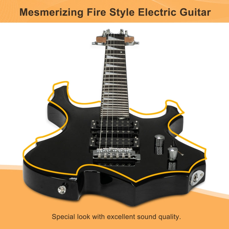 Glarry 36inch Burning Fire Style Electric Guitar - Black