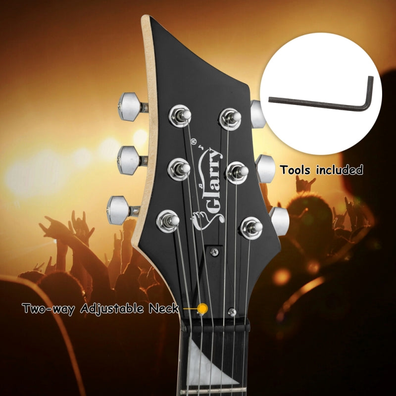 Glarry 36inch Burning Fire Style Electric Guitar - Black