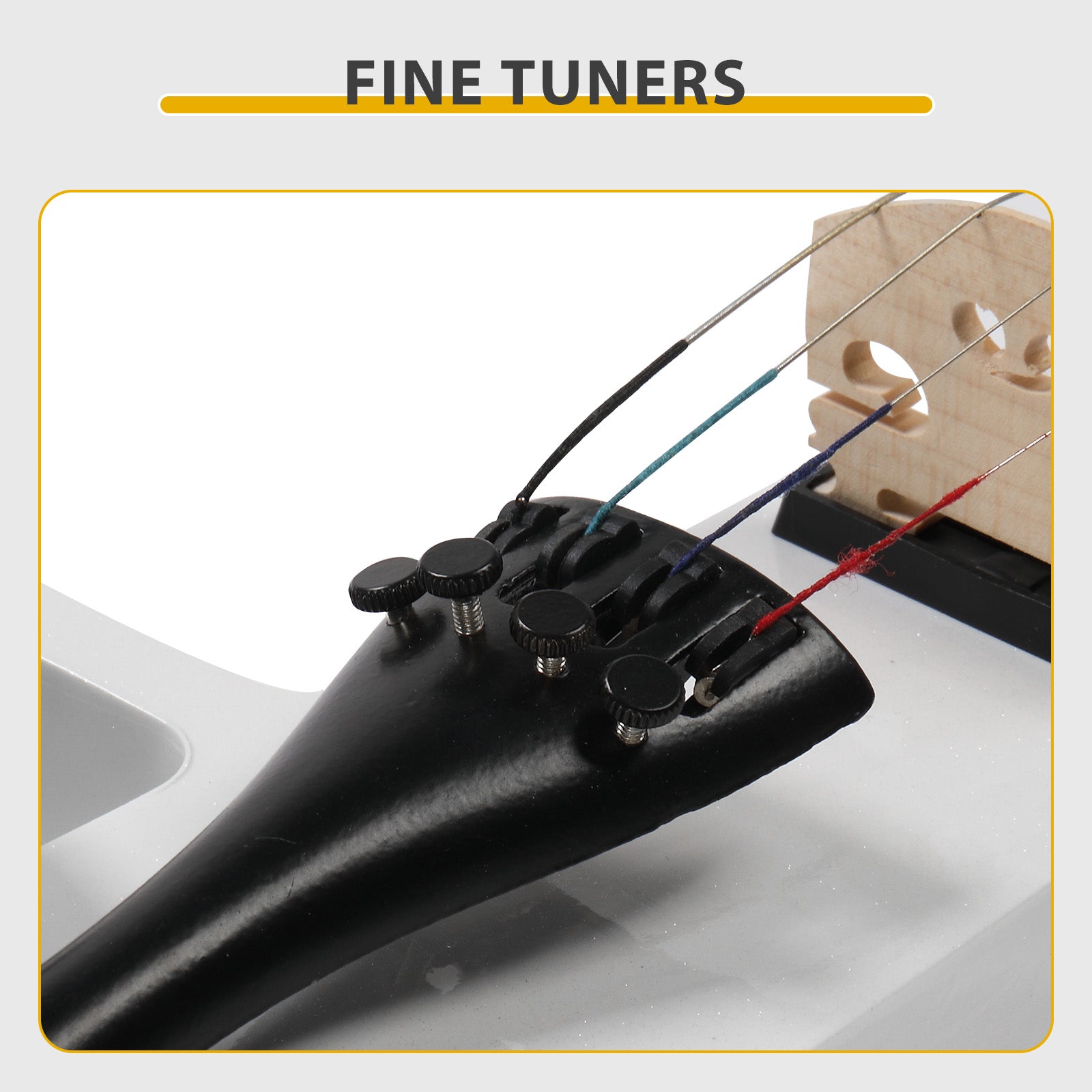 Ozici Full Size 4/4 Bunnel Edge Electric Silent Violin with Case Bow Rosin Headphone Connecting Line - White