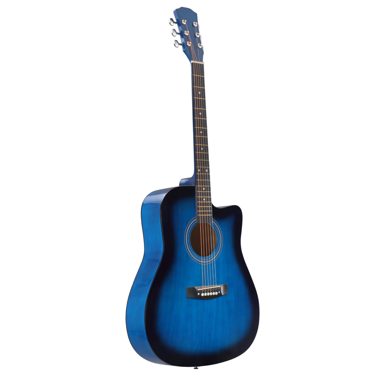 Ukscs 41-inch Dreadnought barrel-shaped cutaway acoustic guitar with pick, strings, capo, gig bag, tuner, wrench tool, and shoulder strap