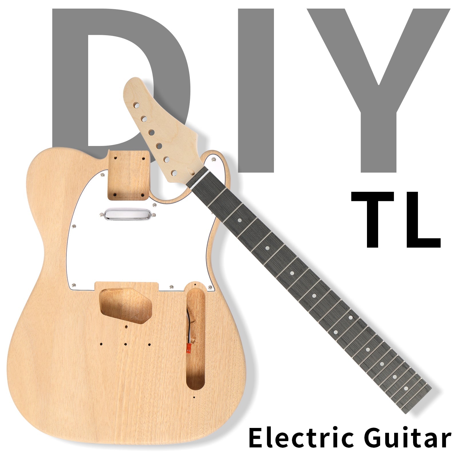Ozici DIY 6 String TL Style Electric Guitar Kits with Mahogany Body, Maple Neck and Accessories