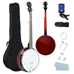 Ozici Full Size 5 String Right Handed Banjos Set with Closed Solid Sapele Back & Premium Mahogany Neck and Premium Accessories