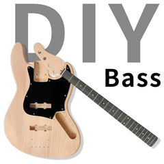 Ukscs 4 String Jazz Style Electric Bass Guitar Kits with Mahogany Body, Maple Neck and Accessories