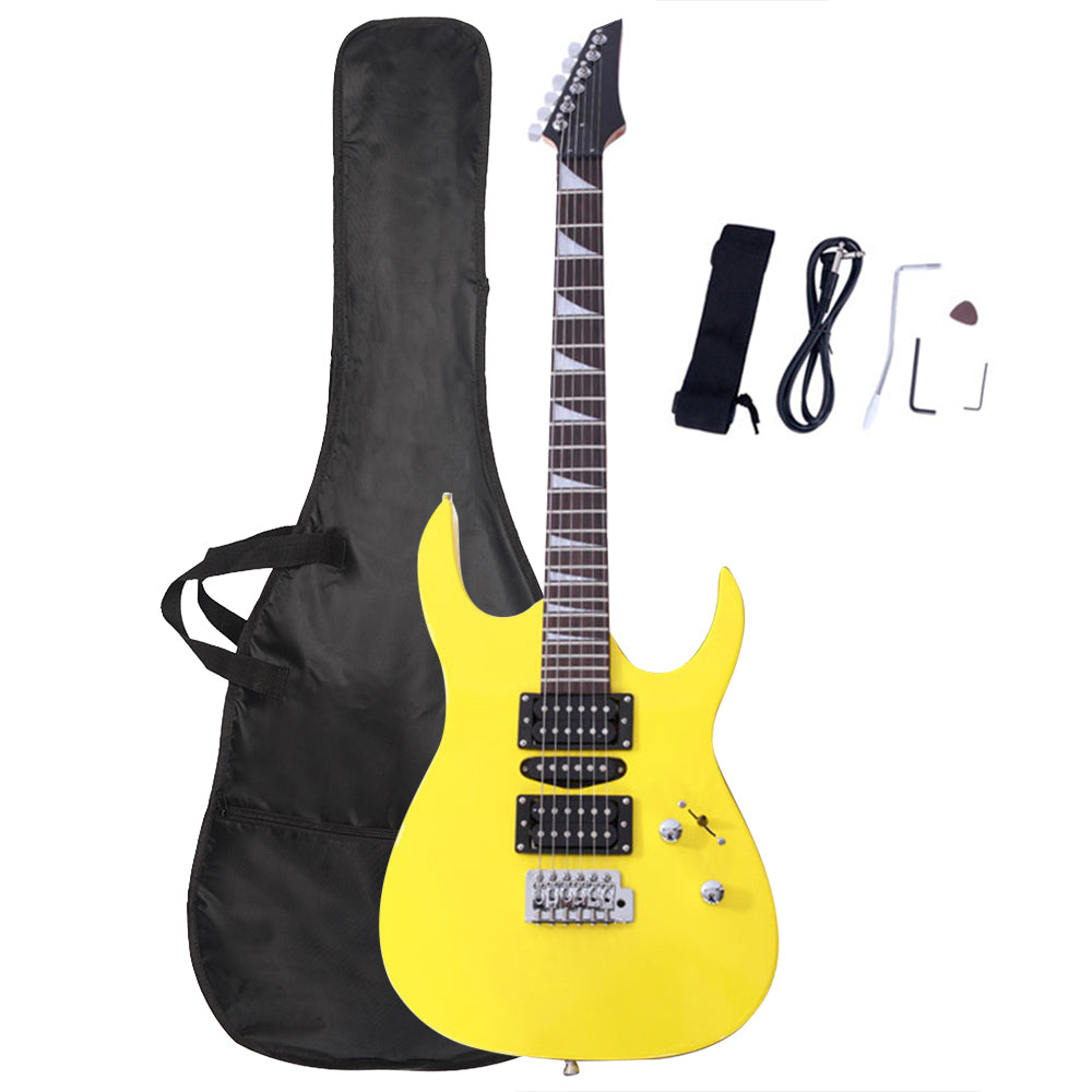 Ukscs Novice Entry Level 170 Electric Guitar HSH Pickup   Bag   Strap   Paddle   Rocker   Cable   Wrench Tool Yellow
