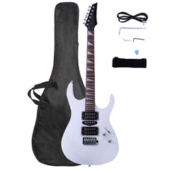Ukscs Novice Entry Level 170 Electric Guitar HSH Pickup   Bag   Strap   Paddle   Rocker   Cable   Wrench Tool White