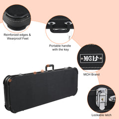 Electric Guitar Square Hard Case with Protective Sleeve Fits ST TL Burning fire 170 Style Electric Guitar Blac