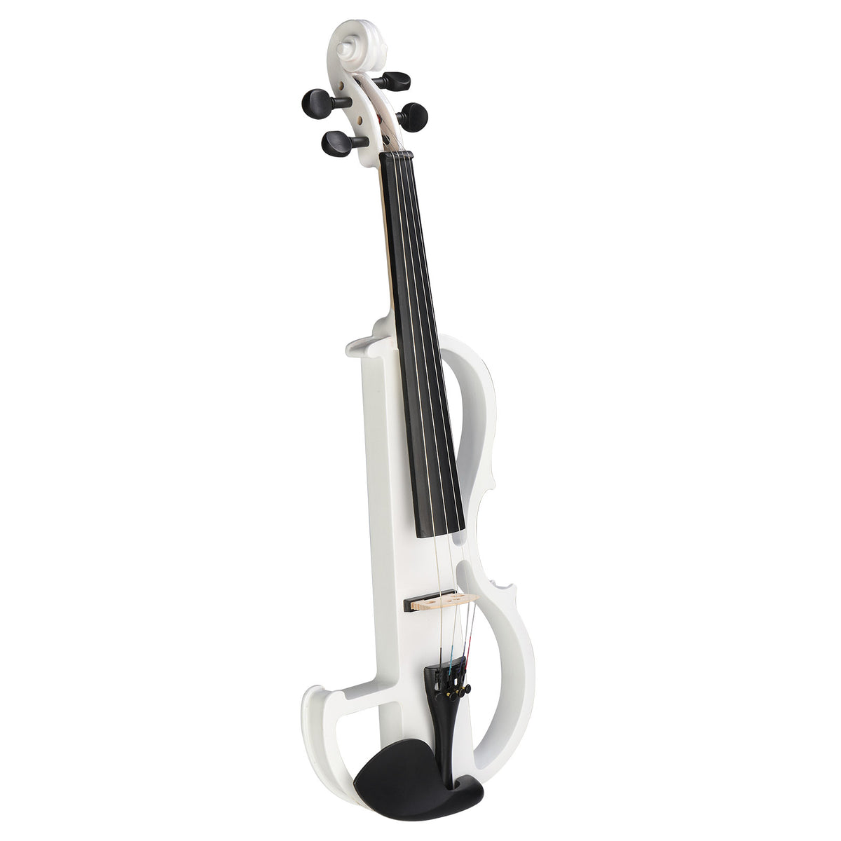 Full Size 4/4 Bunnel Edge Electric Silent Violin with Case Bow Rosin Headphone Connecting Line White