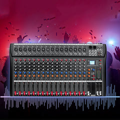 Digital 16-Channel Mixer Sound Board Console Wireless Live Studio Audio Mixer Power Mixing USB (110V-220V)