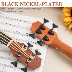 Ukscs 30-inch ukulele bass mahogany body with EQ, comes with cotton bag, capo, strap, picks*3, wrench tool