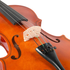 GV100 1/4 Acoustic Violin Case Bow Rosin Strings Tuner Shoulder Rest Natural