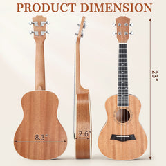 Ukscs 23in mahogany body rosewood fingerboard ukulele, cotton bag, capo, strap, picks*3, wrench tool