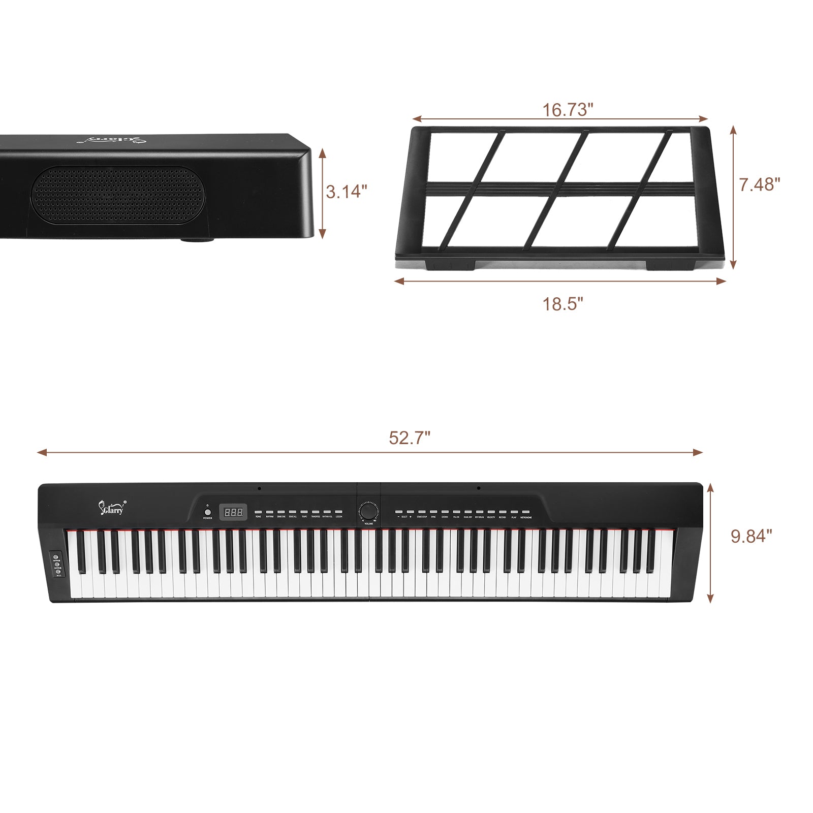 Ozici GPP-105 88 Key Full Size Semi-Weighted Standard Keyboards Digital Piano with Dual-tube X-Shape Stand, MIDI Bluetooth, Headphone
