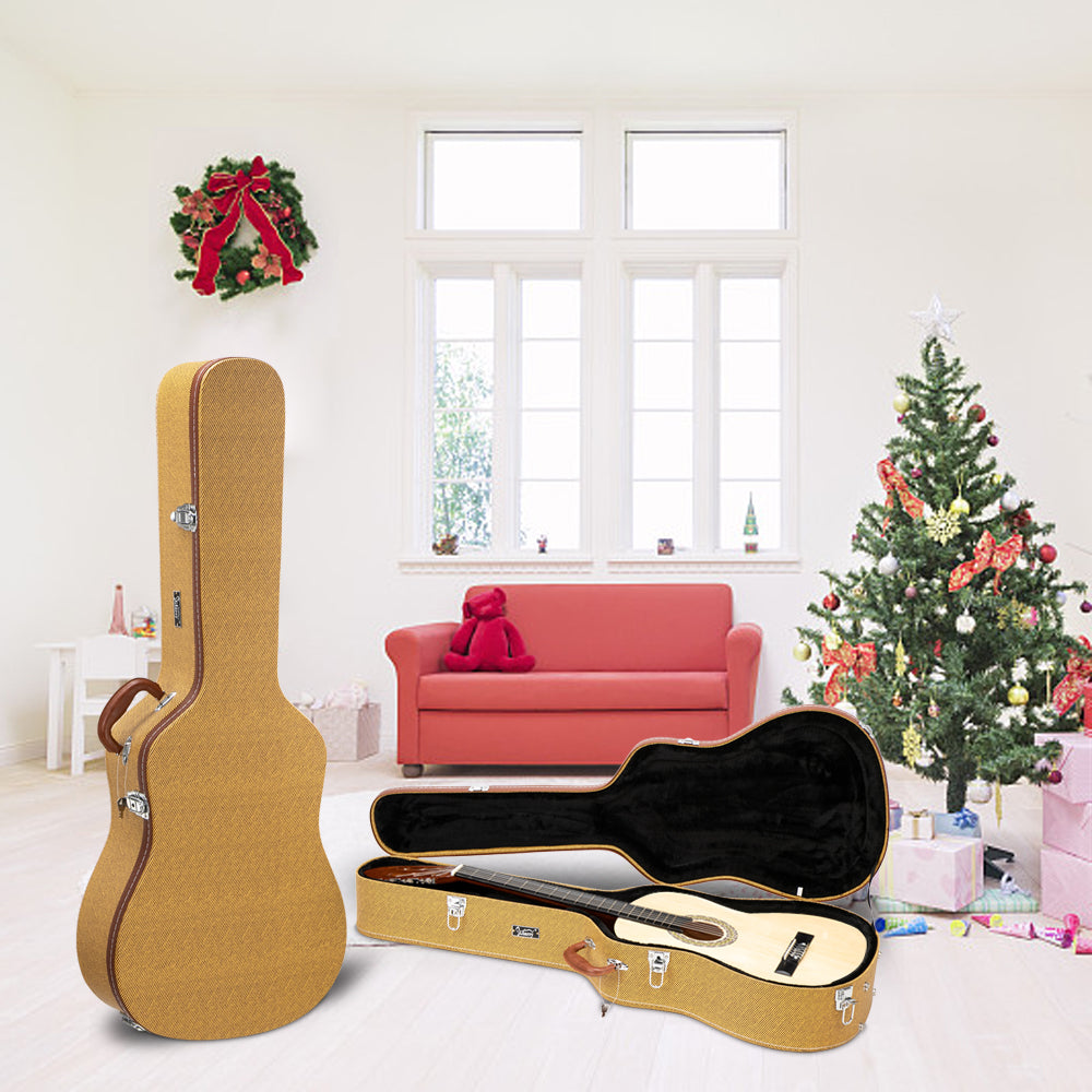 Ozici 41" Folk Guitar Hardshell Carrying Case Fits Most Acoustic Guitars Microgroove Flat - Yellow