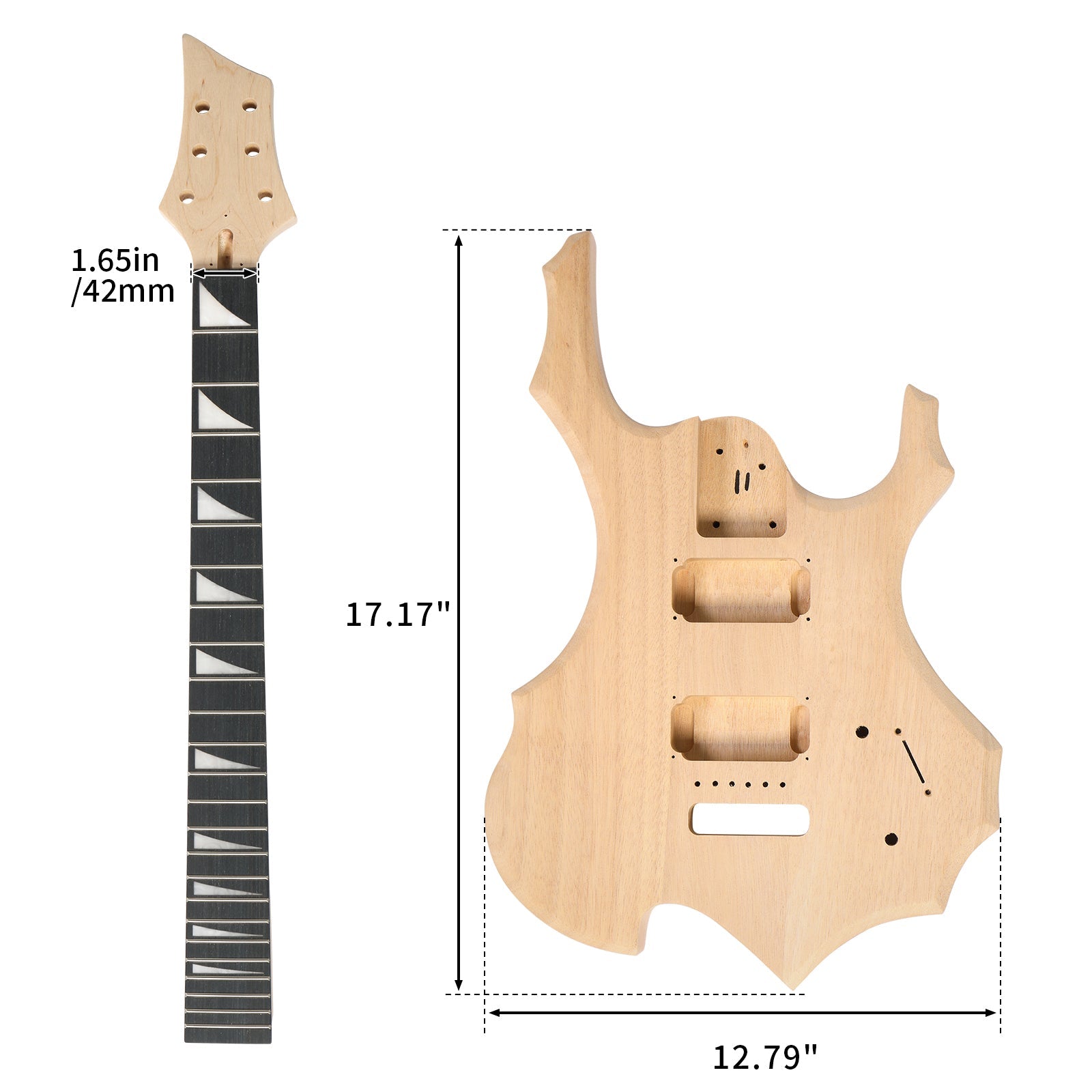 Ozici DIY 6 String Flame Shaped Style Electric Guitar Kits with Mahogany Body, Maple Neck