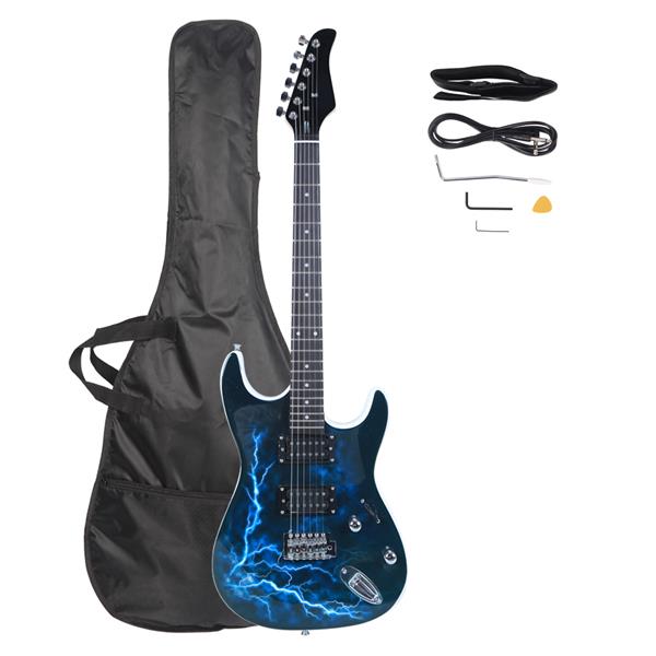 Ozici Lightning Style Electric Guitar with Power Cord/Strap/Bag/Plectrums Black & White
